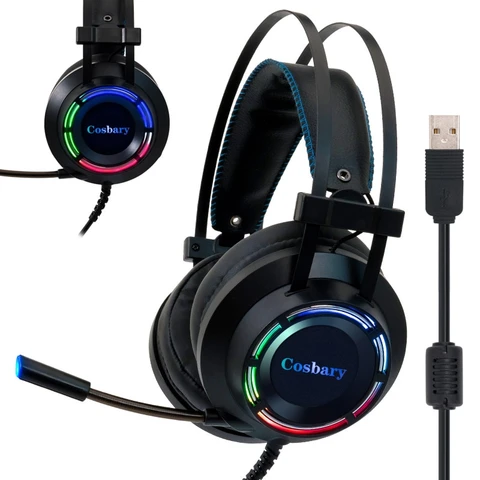 7.1 Professional Surround Sound RGB Light Gaming Headset for Computer or Laptop