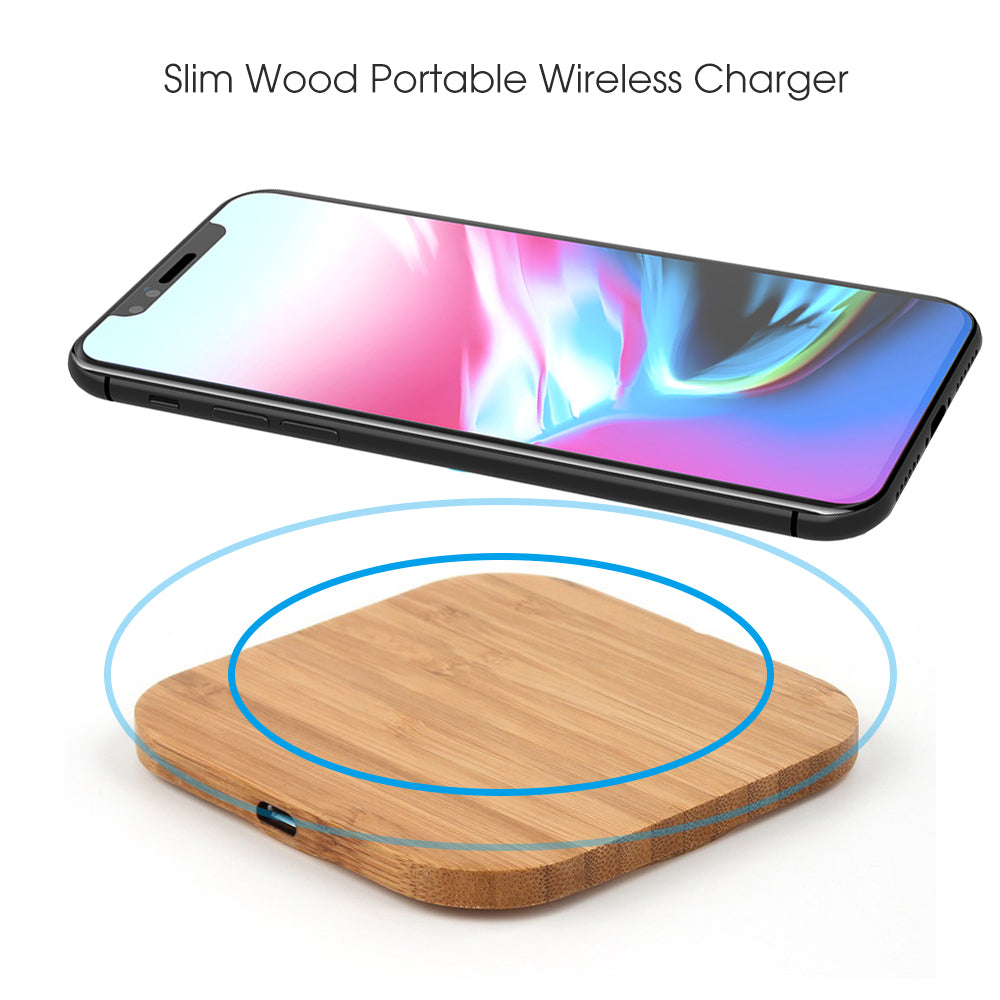Universal Portable Wireless Charging Bamboo Pad