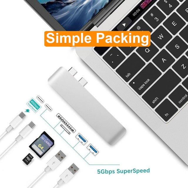 Macbook Adapter USB Hub with Card Reader Extension