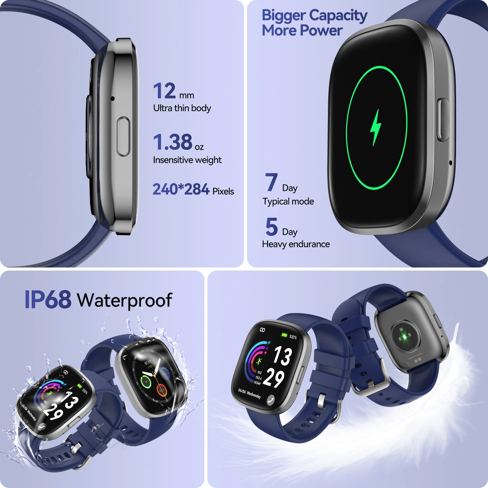 Anyloop W7 Stylish Smartwatch with Health Tracking and Voice Assistant