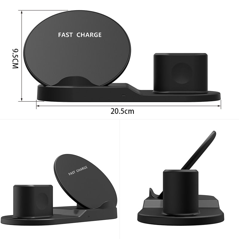 3 in 1 Fast Wireless Charger Dock & Holder Stand