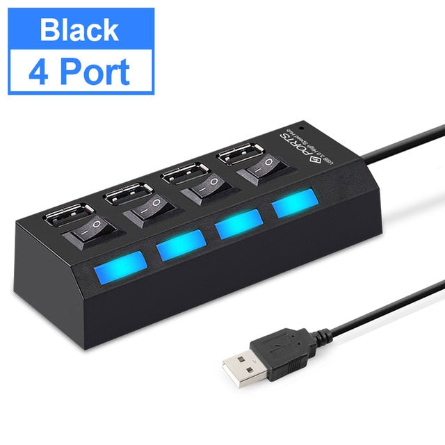 High Speed 4/7 Port Hub USB Splitter with On/Off Switch