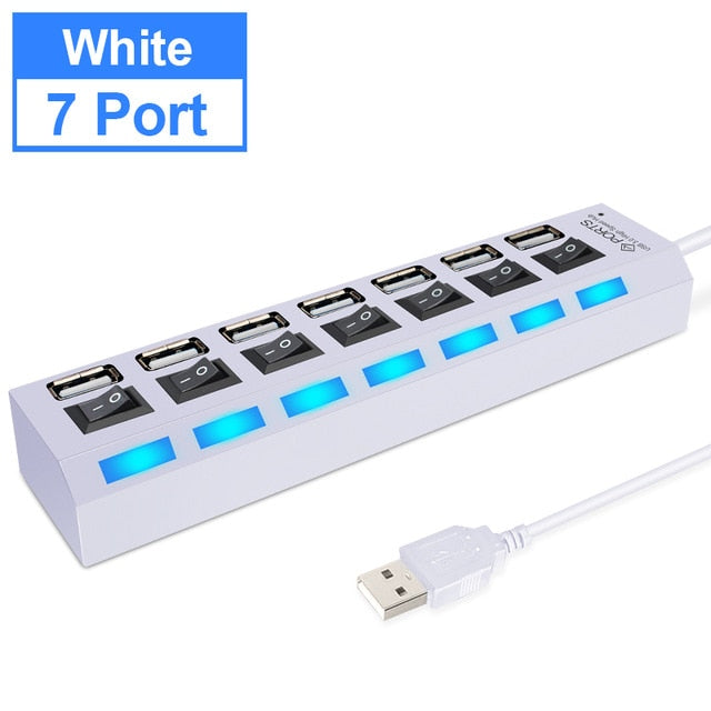 High Speed 4/7 Port Hub USB Splitter with On/Off Switch