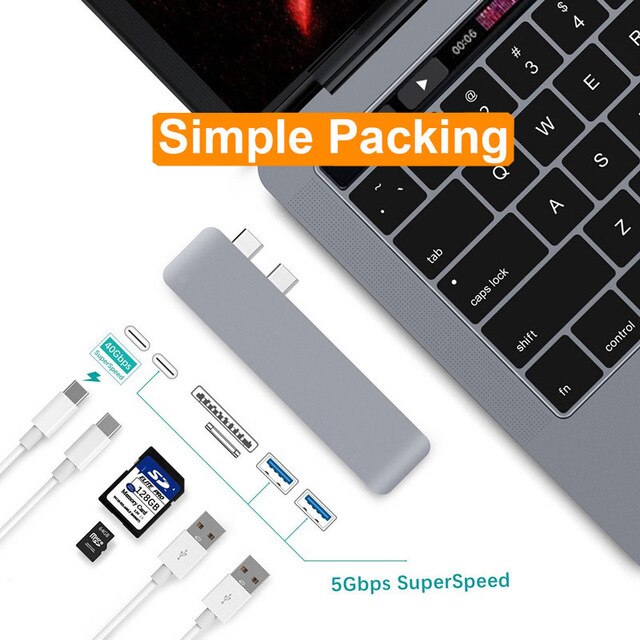Macbook Adapter USB Hub with Card Reader Extension