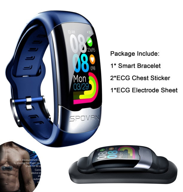 ECG PPG Smart Bracelet HRV Heart Rate Blood Pressure Monitor Smart Band Men IP67 Waterproof SportBands