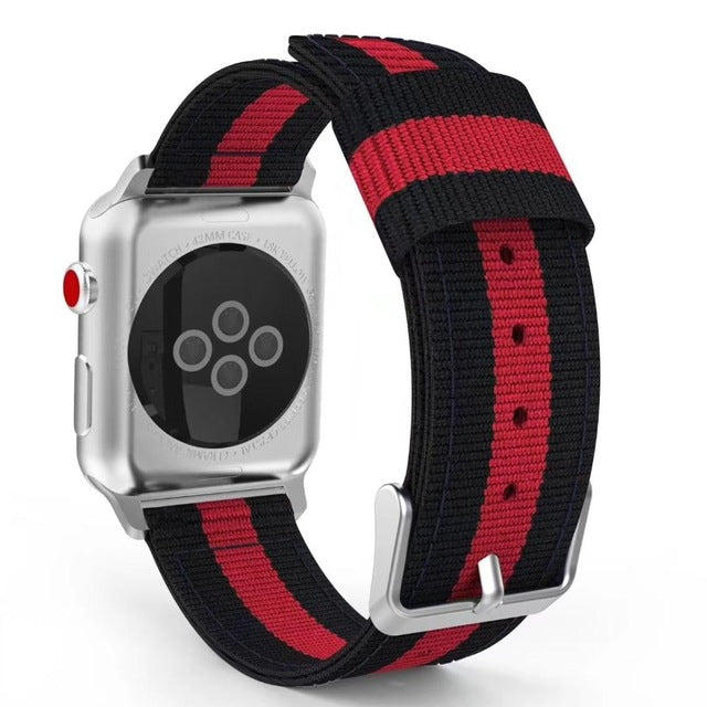 Woven Striped Nylon Strap for Apple Watch Series 5 4 3 2 1